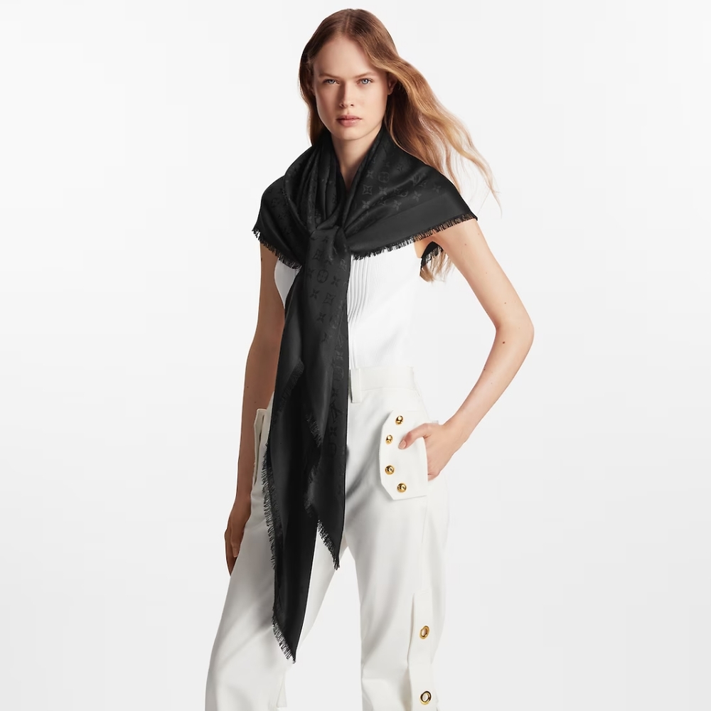 (SOLD) Louis Vuitton Monogram Shawl - Picture 6 of 15